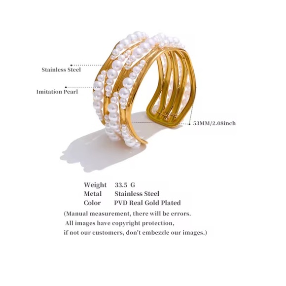 ZARA cuff Gold and White Pearl Bracelet - Picture 5 of 5